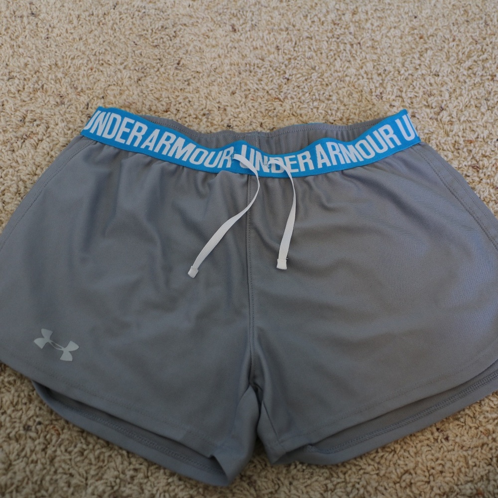 Under Armour Grey Athletic Shorts with Blue Waist